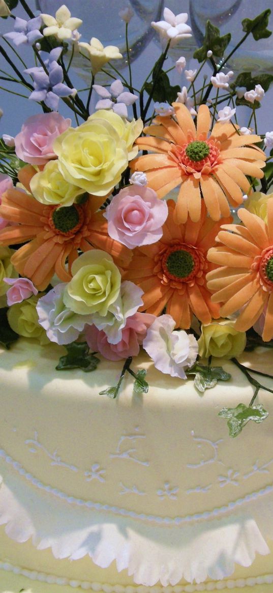 ake, flowers, icing, sweet