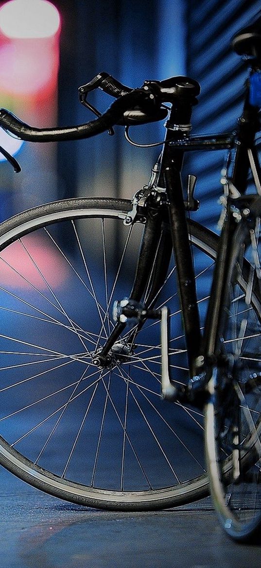 bike, street, night, wall