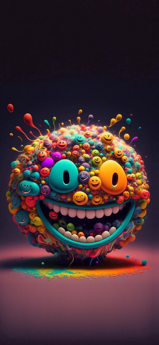 emoticon, emoji, splashes, drops, smile, color