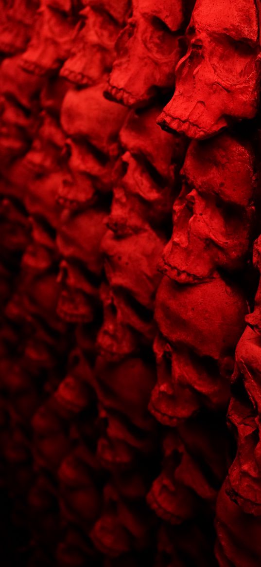 skulls, wall, red, horror, scary