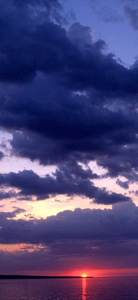 lake, michigan, clouds, evening, sky