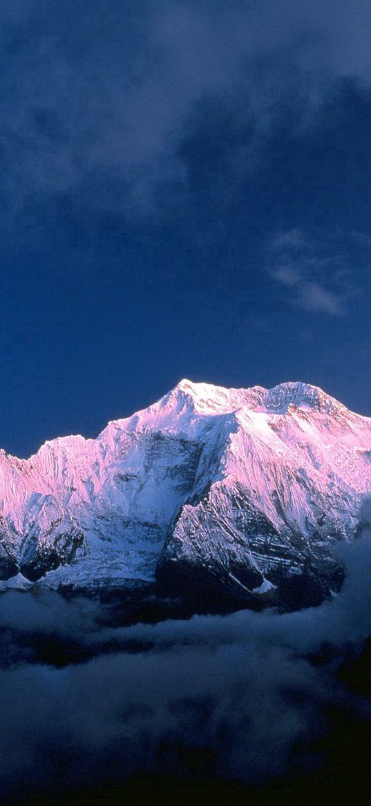 himalayas, nepal, mountains, top, clouds, snow