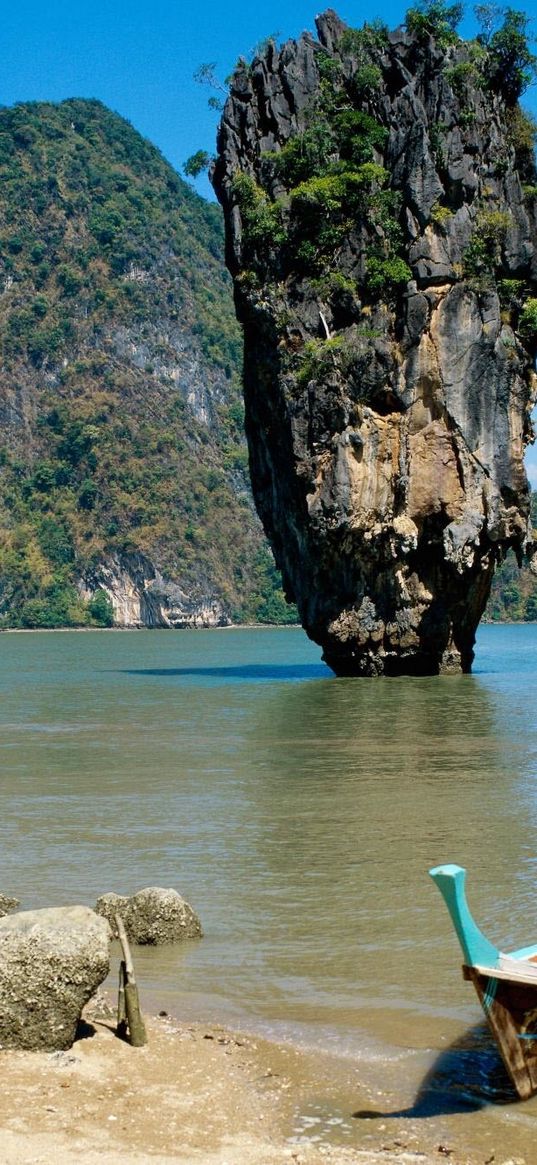 asia, boats, coast, sand, sea, rocks