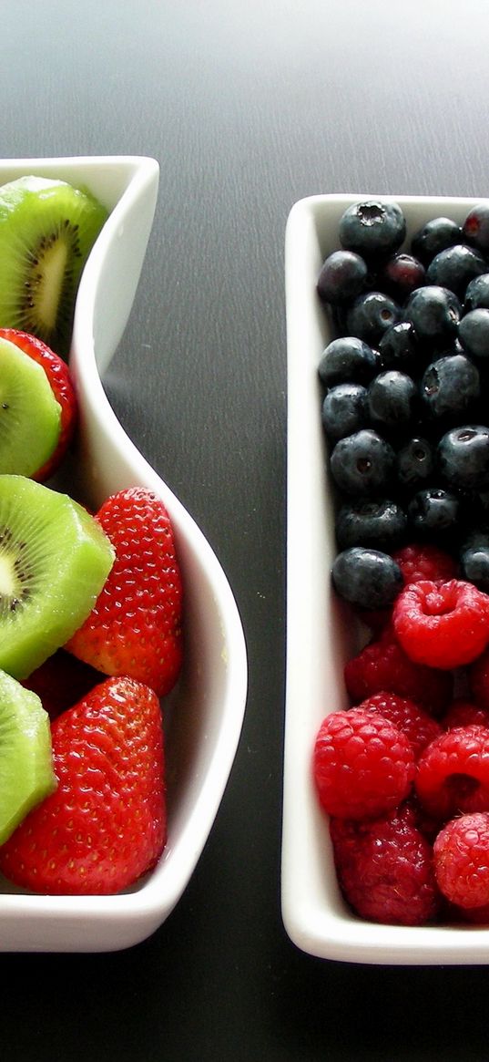 kiwi, raspberries, strawberries, berries