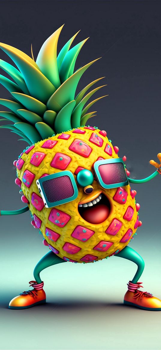 pineapple, fruit, glasses, dance, art