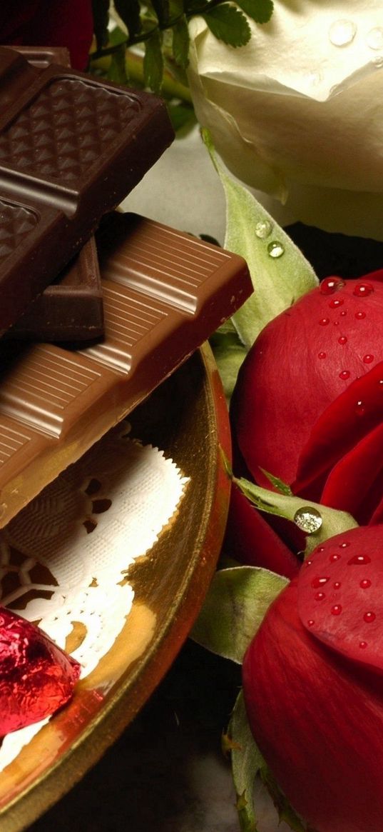 chocolate, flowers, roses