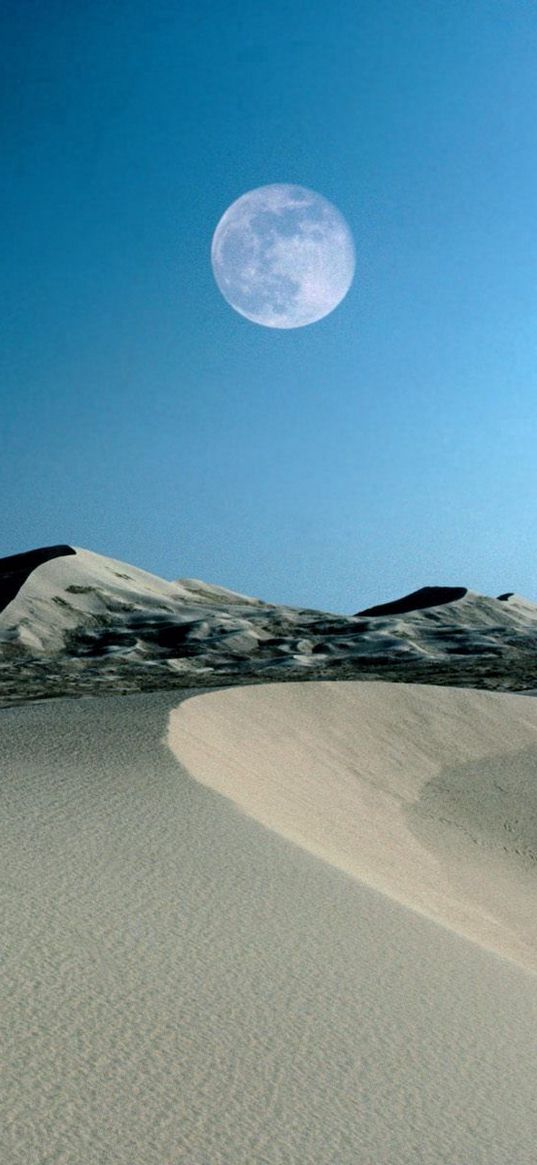 moon, sand, dunes, sky, desert