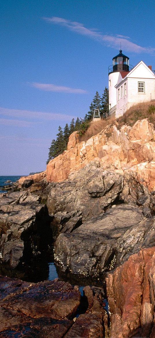 акадия, rocks, beacon, sea, national park