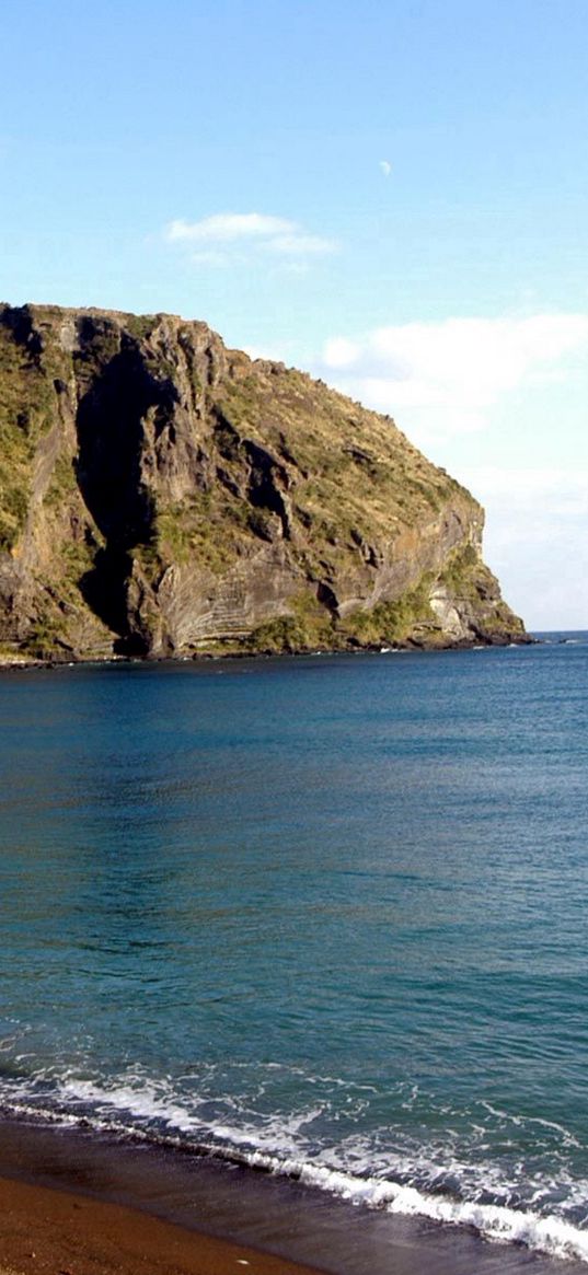 rock, beach, sea, sand, mountain, eminence, calm