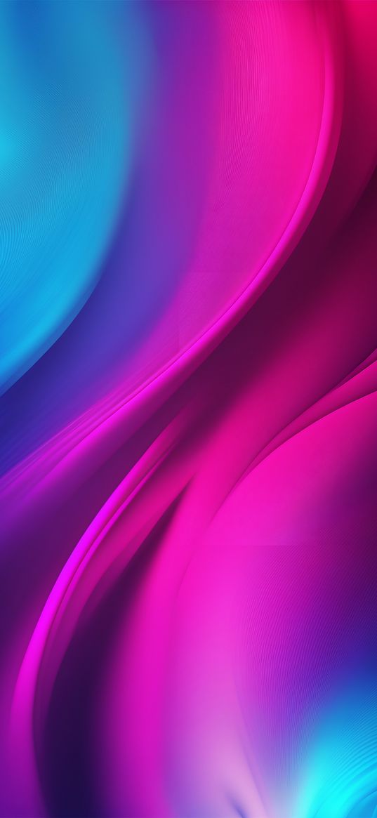 waves, bending, abstraction, gradient, pink, blue