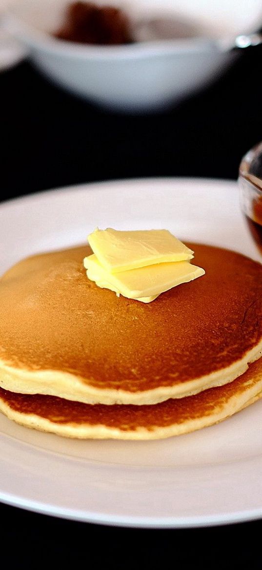 pancakes, butter, fried