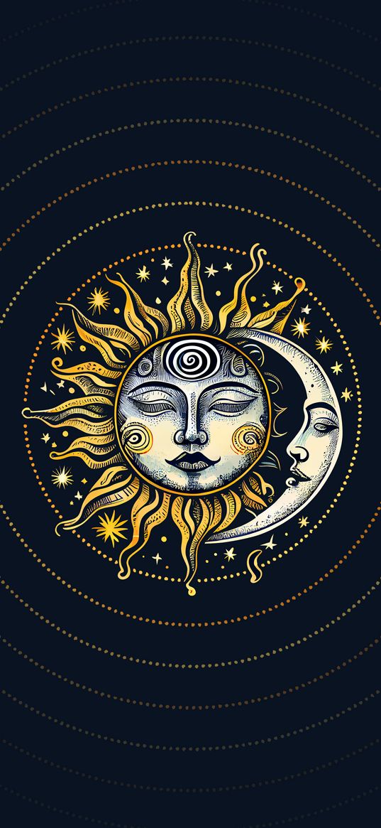 sun, moon, amoled, hd, galaxy, art