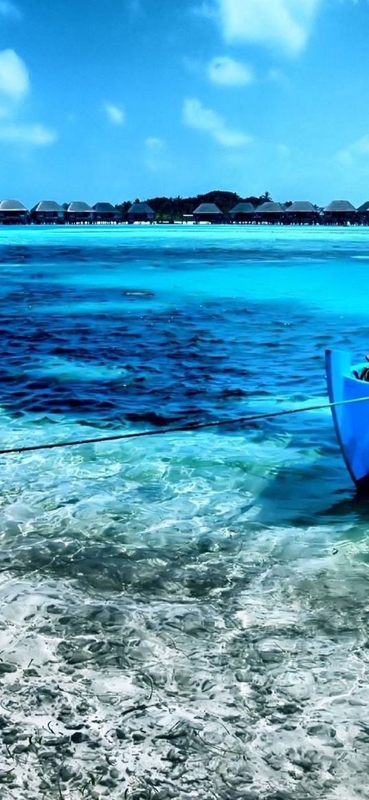 boat, gulf, coast, blue water, rope