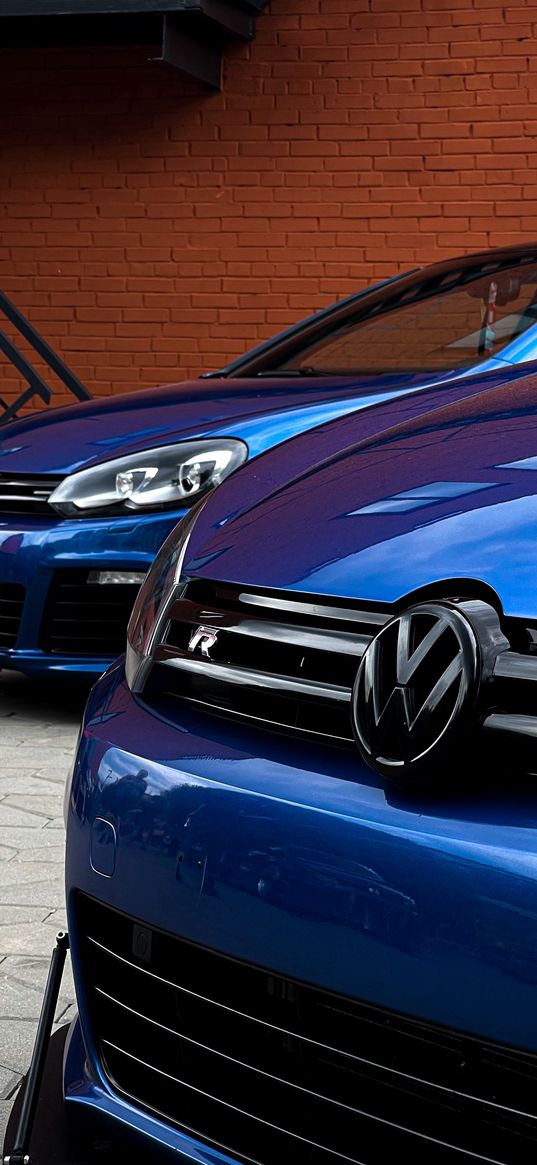 cars, volkswagen, golf, blue