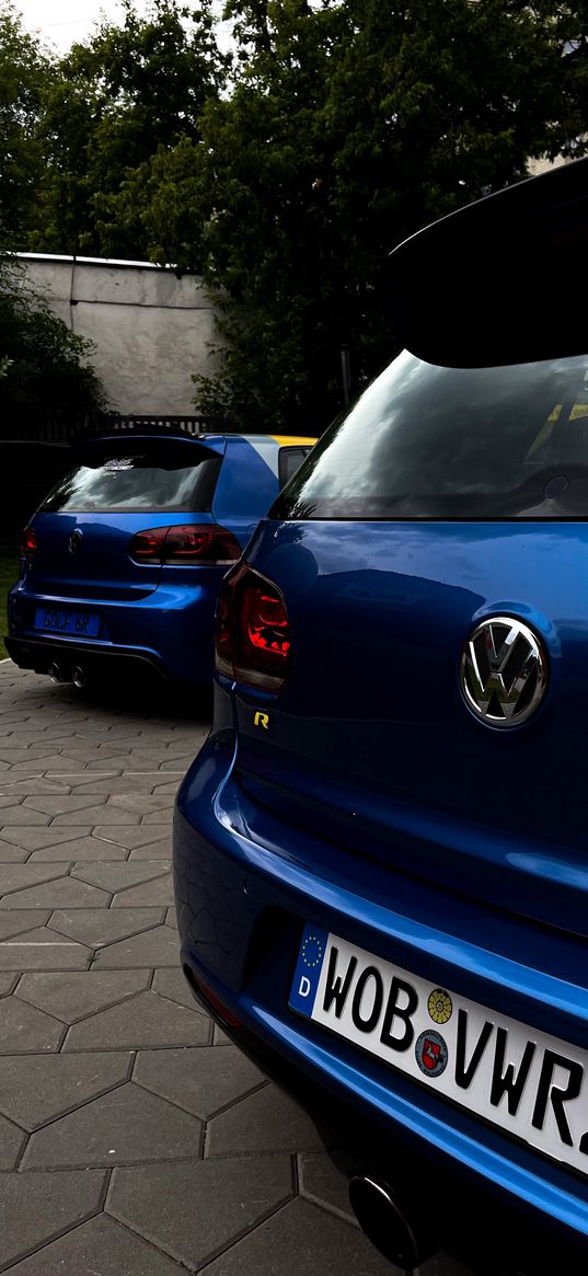 cars, volkswagen, golf, blue, rear lights