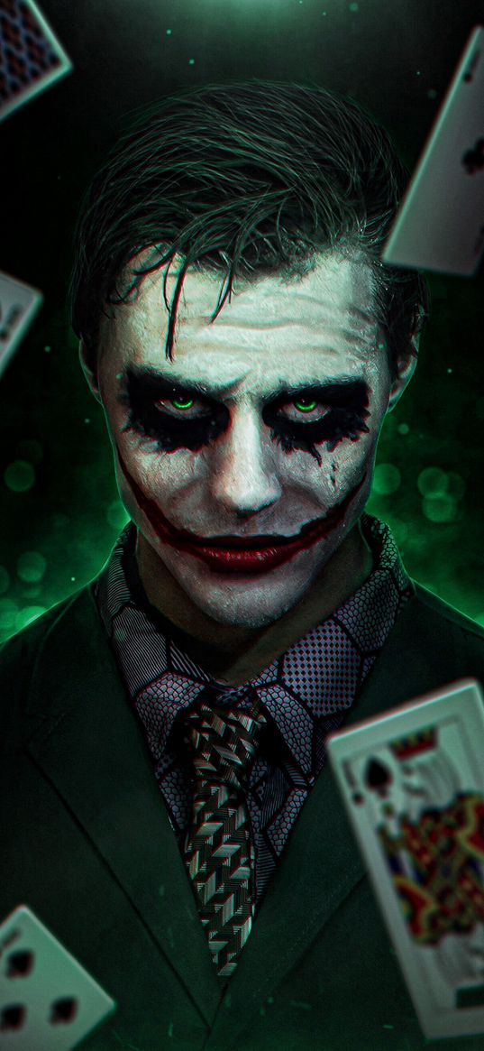 joker, film, comic, antihero, makeup, cards