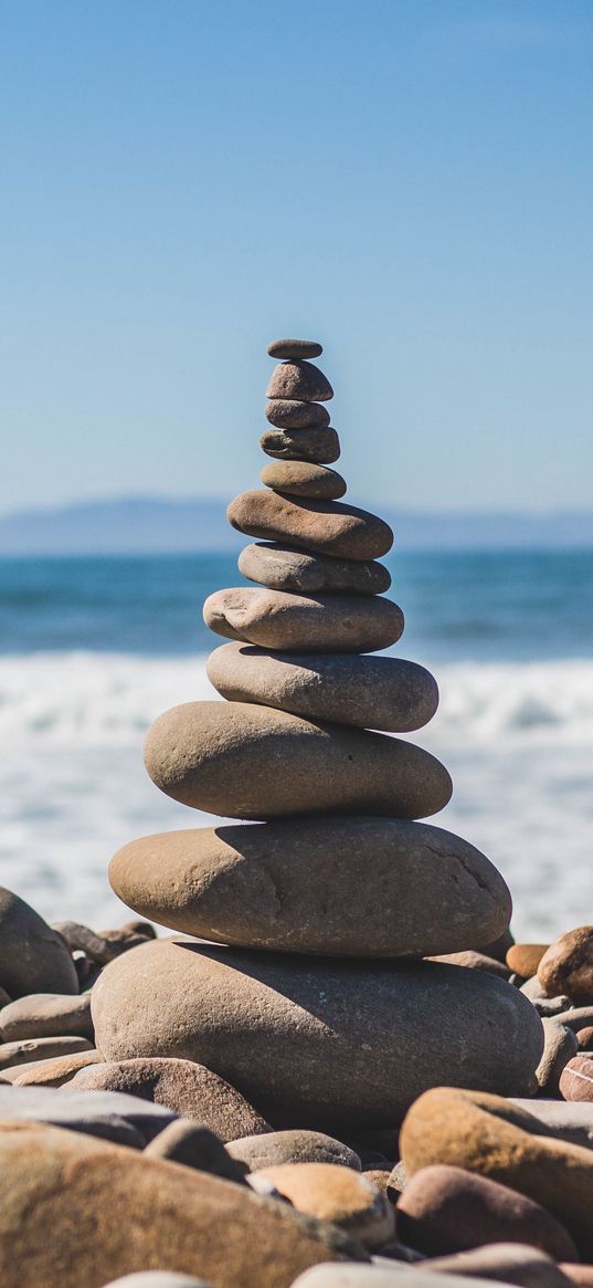 stones, pebbles, balance, beach