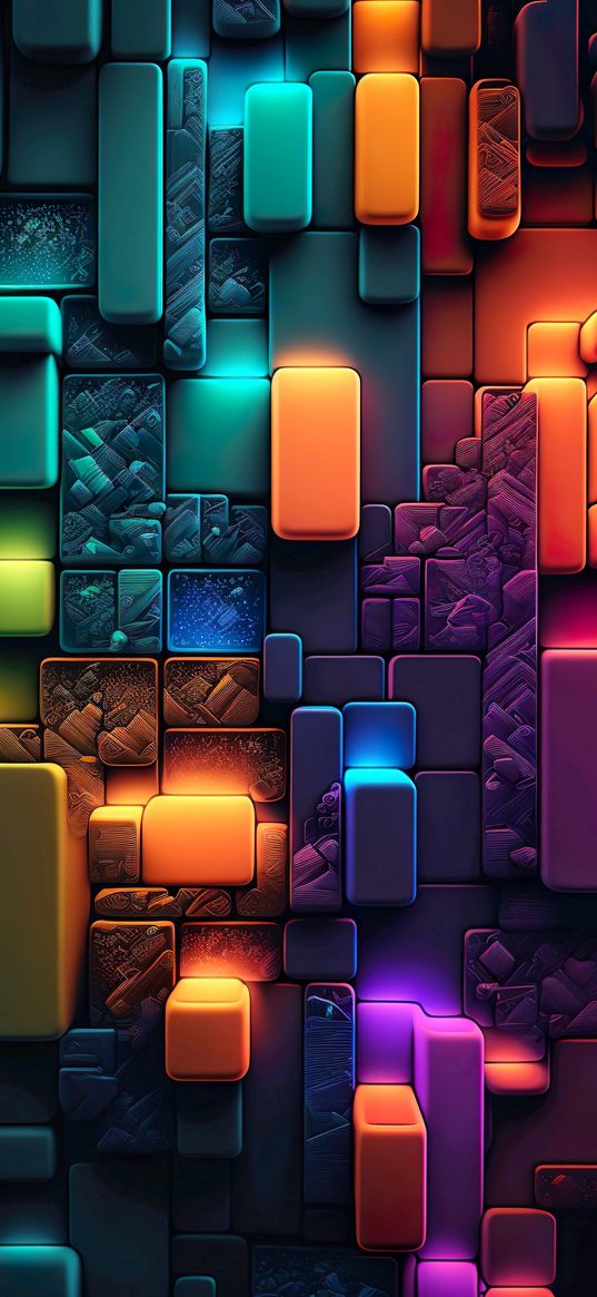 cubes, geometry, patterns, abstraction, colorful, art