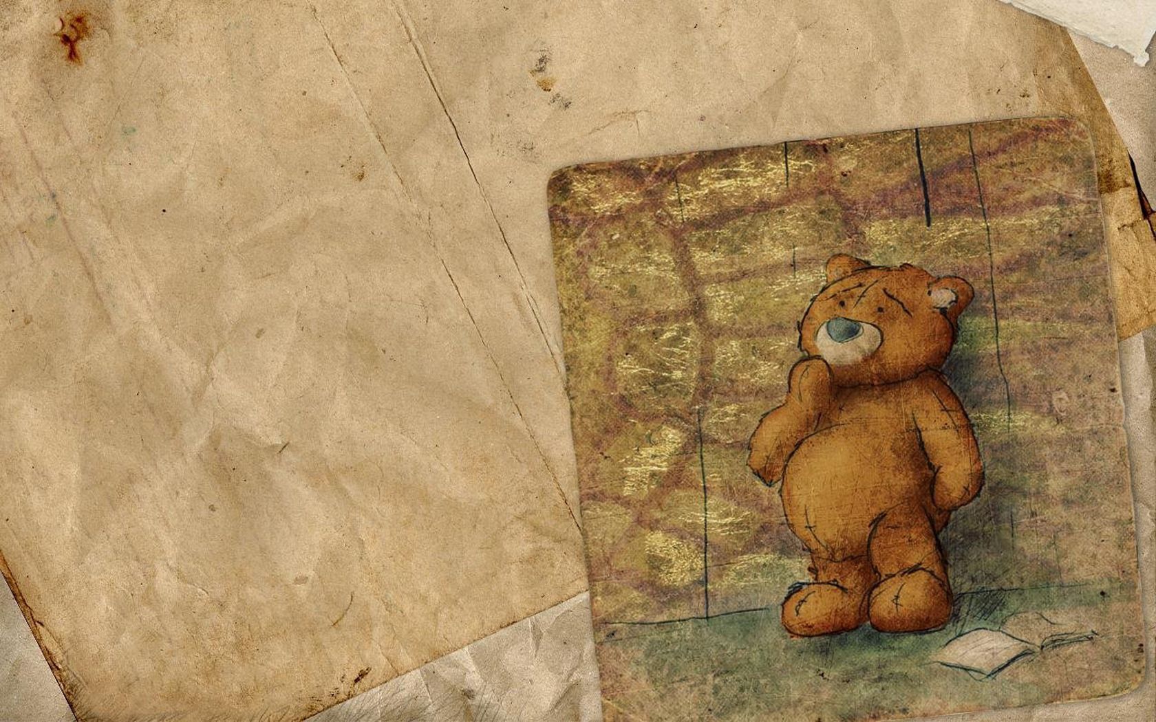 figure, bear, paper, old