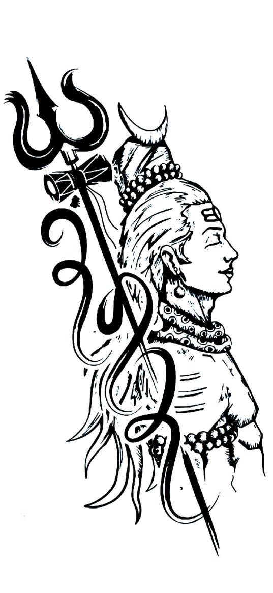 shiva, god, religion, india, outline, black, white