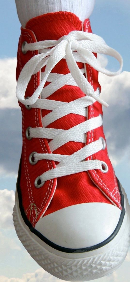 shoes, feet, red, white, sky, clouds