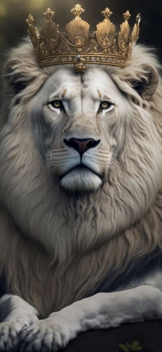 lion, crown, animal, predator, nature