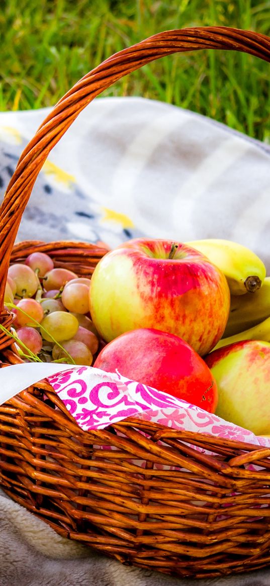 flowers, basket, apples, bunch