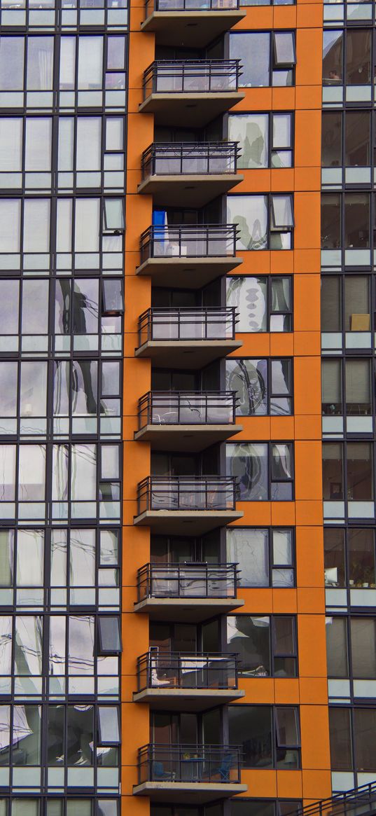 building, facade, balconies, glass