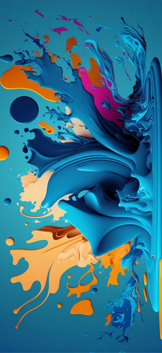 abstraction, splash, splatter, paint, 3d, art, blue