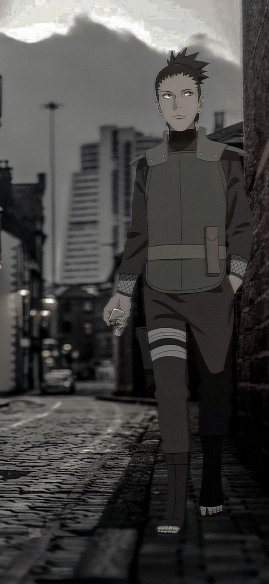 shikamaru nara, naruto, anime, character, street, art