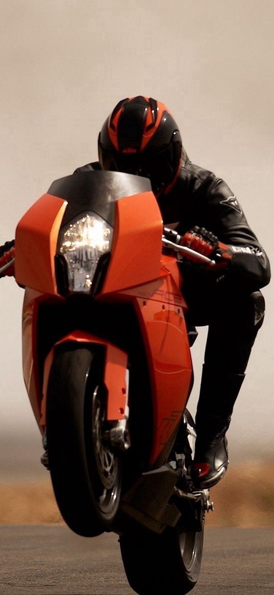 ktm rc8, beautiful, sport bike, road, trick