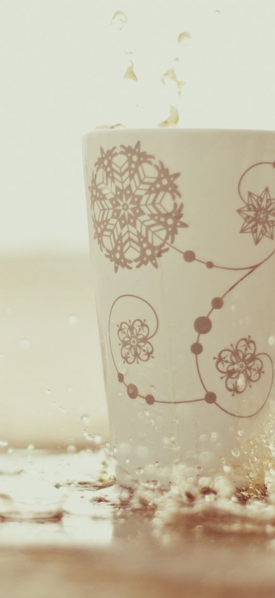 snowflakes, spray, cup, drop, water, motion blur