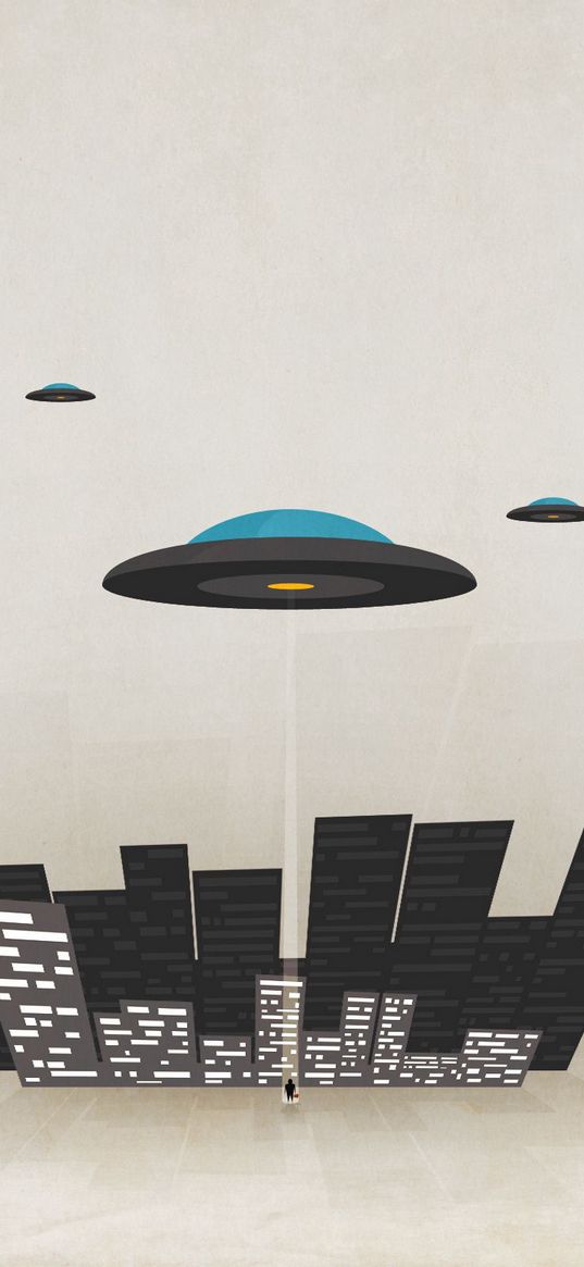 plates, minimal walls, city, ufo, minimalism, flying