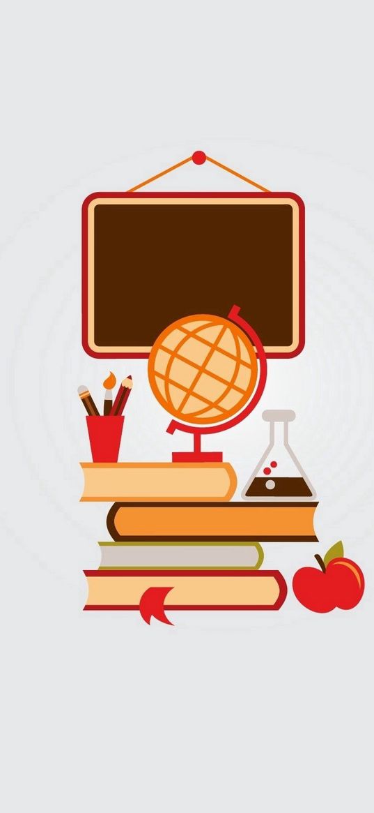 school, board, bookmark, center, pencil, globe, hand