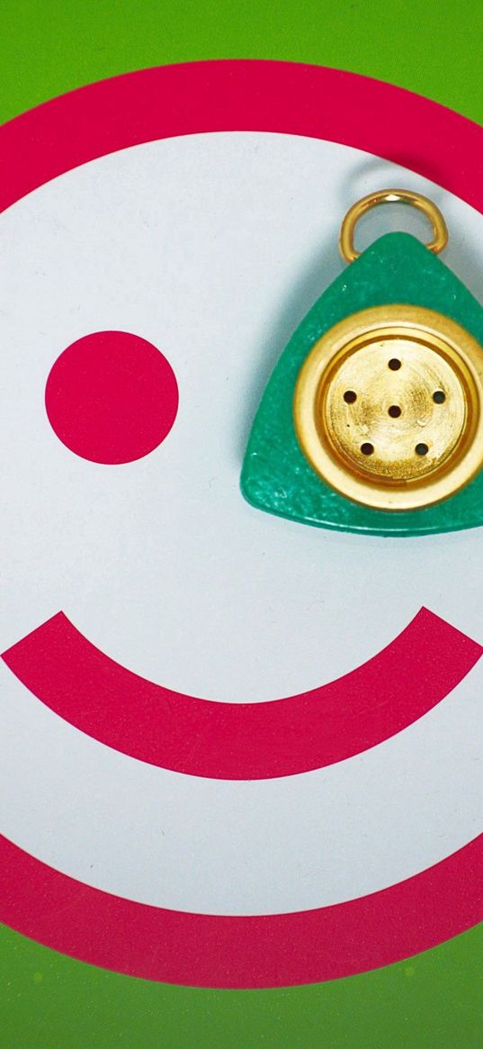 smile, red, button, eye