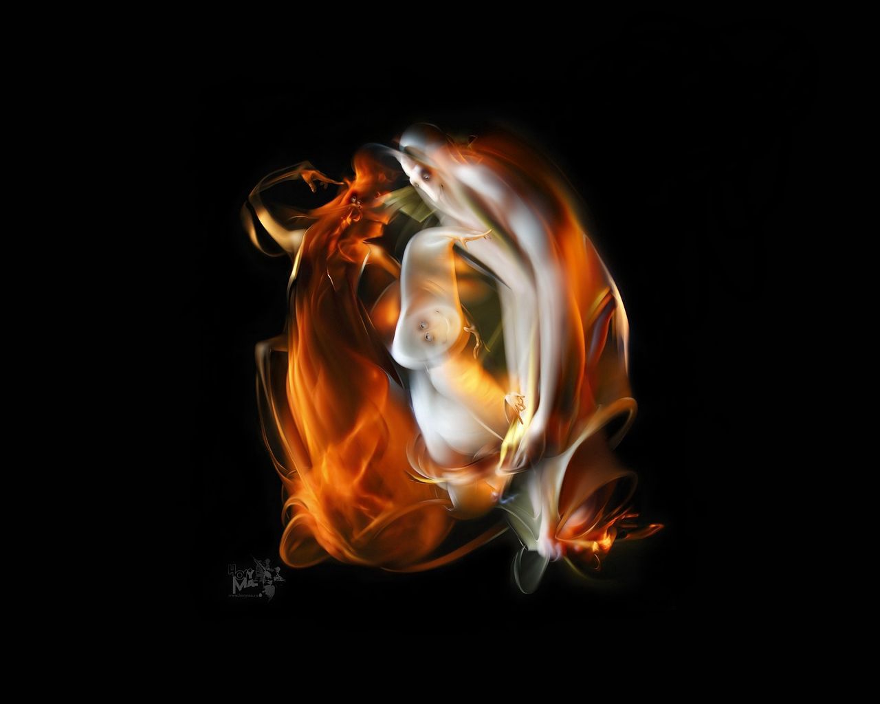 fire, light, veil, dark background