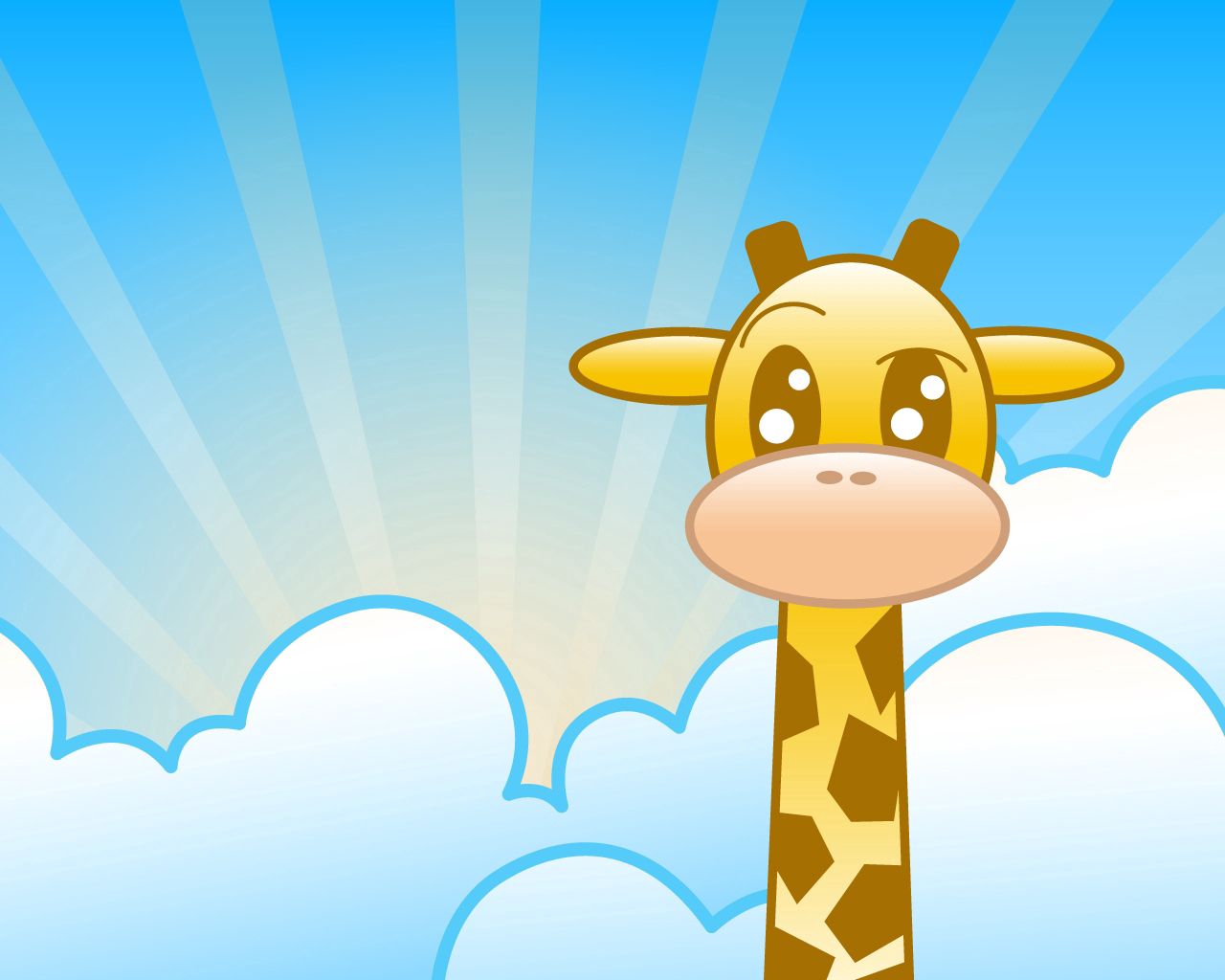 giraffe, clouds, lines, drawing