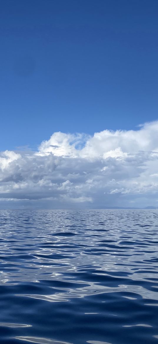 sea, calm, water, sky, clouds, landscape