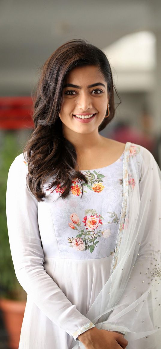 rashmika mandanna, girl, actress, white dress