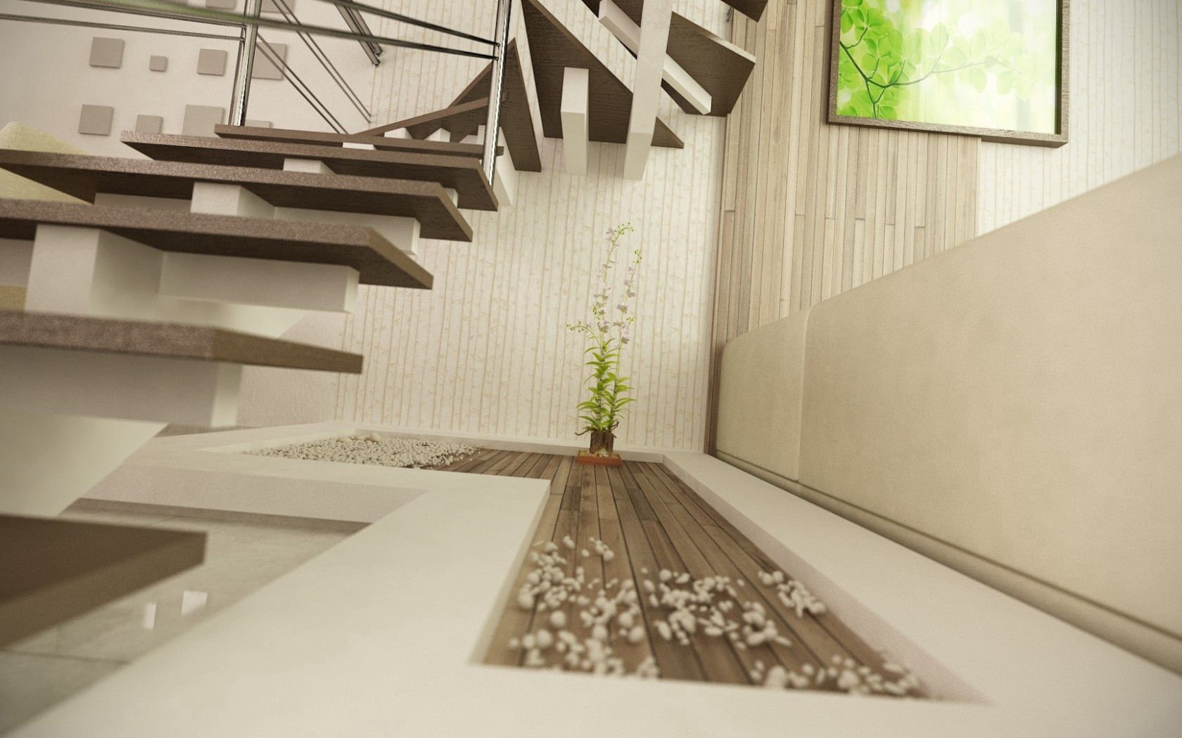 art, render, stairs, plant, rooms, decor