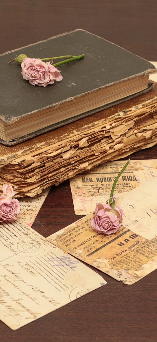 vintage, books, old, flowers, roses, candles, candle holders, letters, cards, paper, table