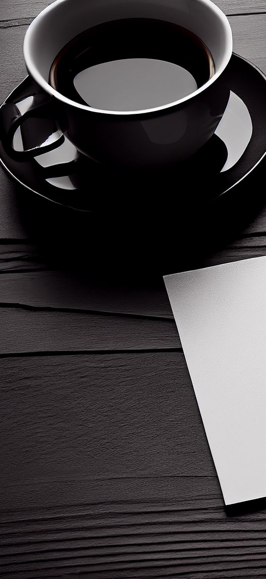 coffee, cup, paper, black and white