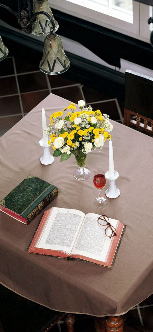 desk, cafe, table cloth, furniture