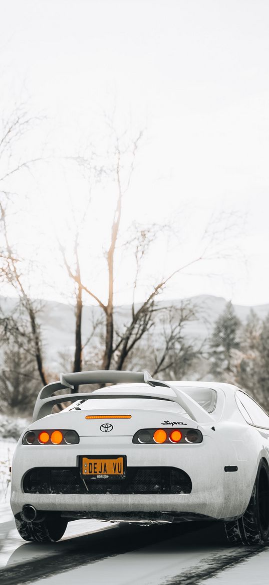 supra, mk4, car, toyota, white, snow