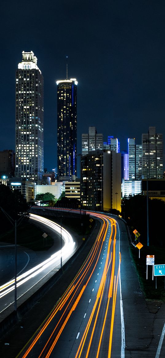 roads, freezelight, city, lights, night