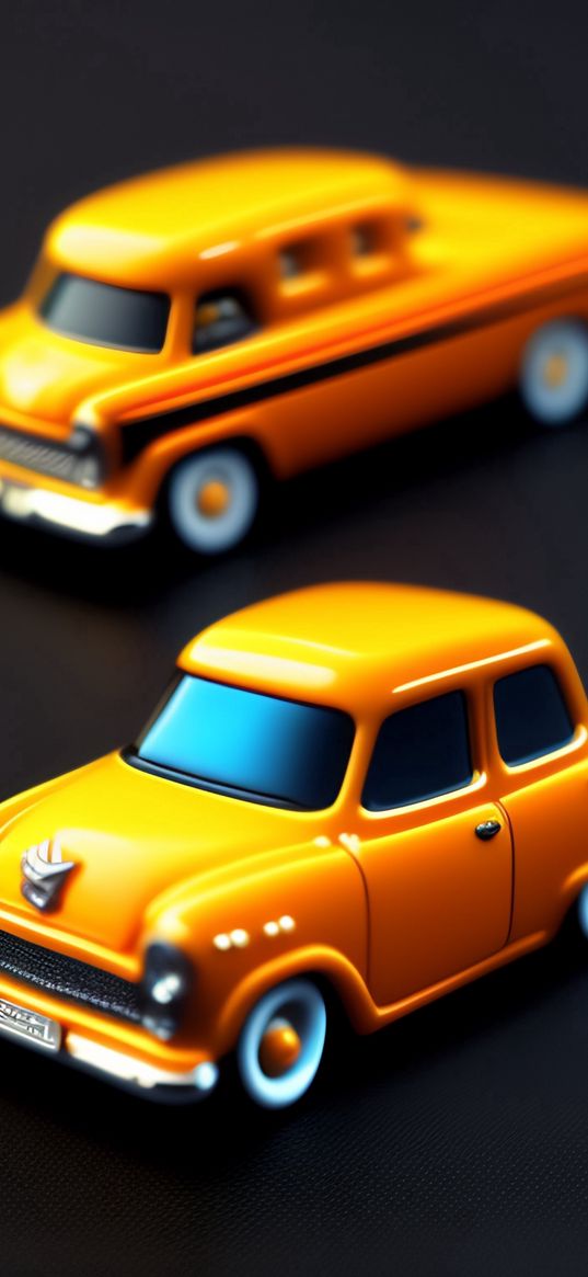 cars, figurines, toys, yellow, light