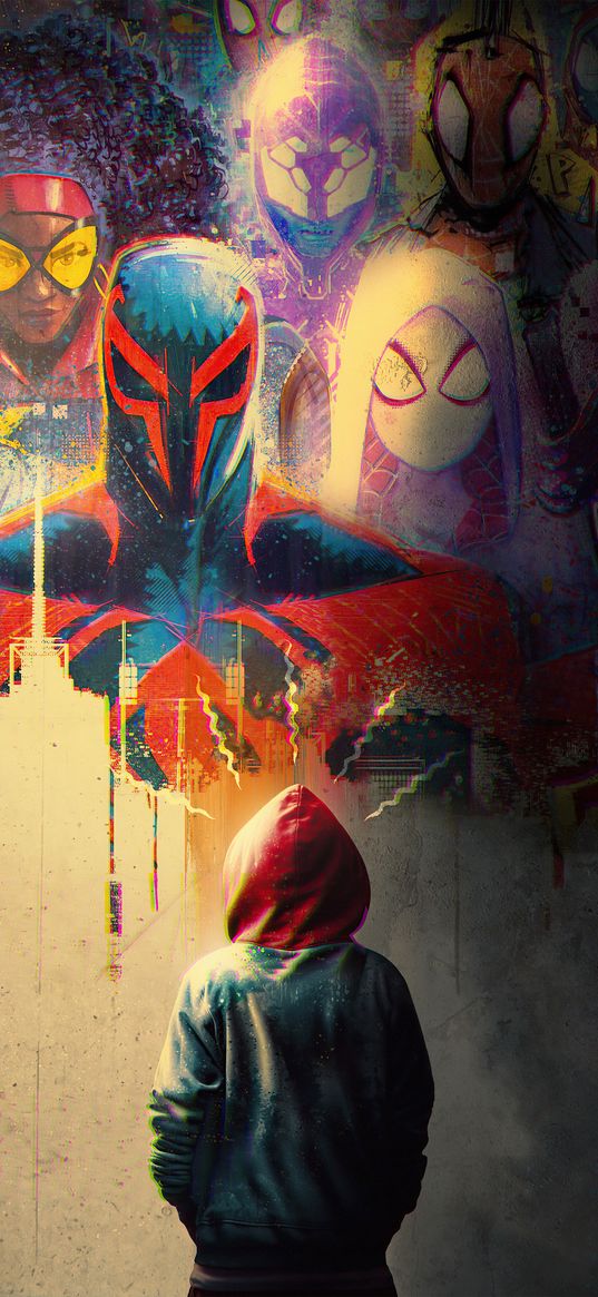 spider-man, spiderman, miles morales, superhero, marvel, across the universes, cartoon, graffiti, heroes, art