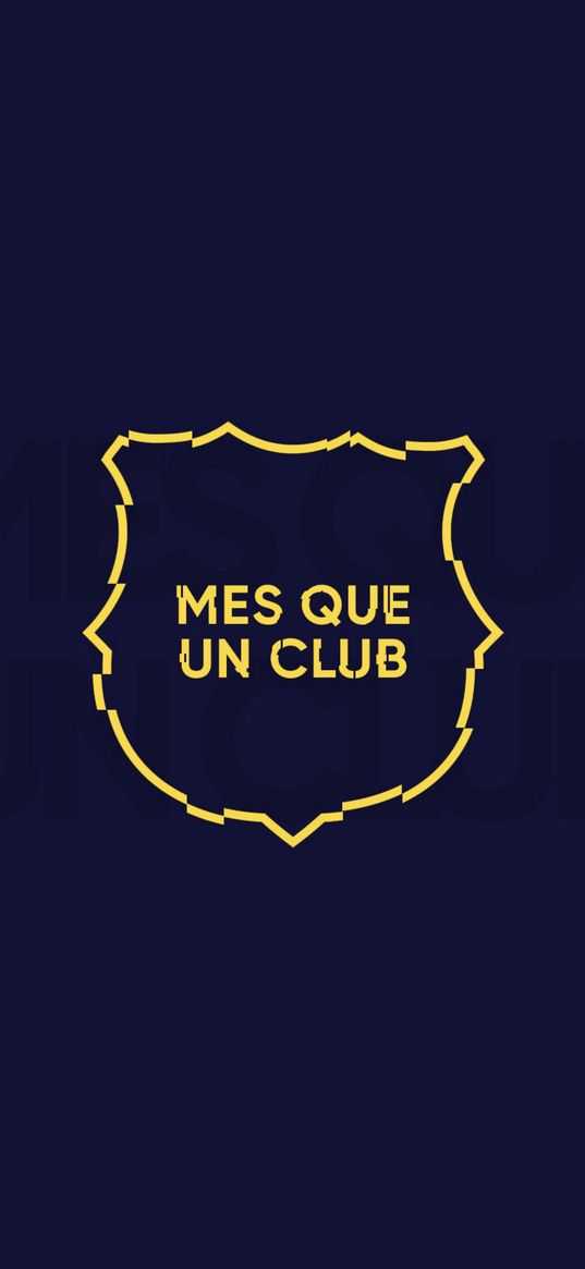 més que un club, quote, text, fcb, barcelona, football club, shield, yellow, blue background, art