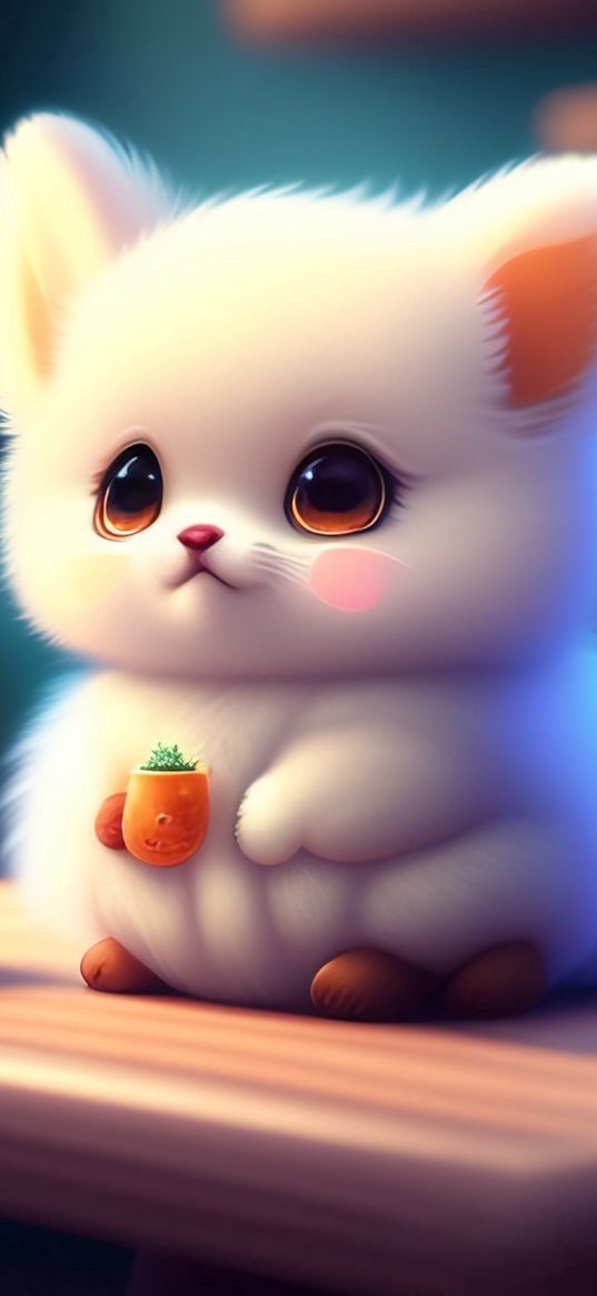 kitten, cat, animal, white, food, art