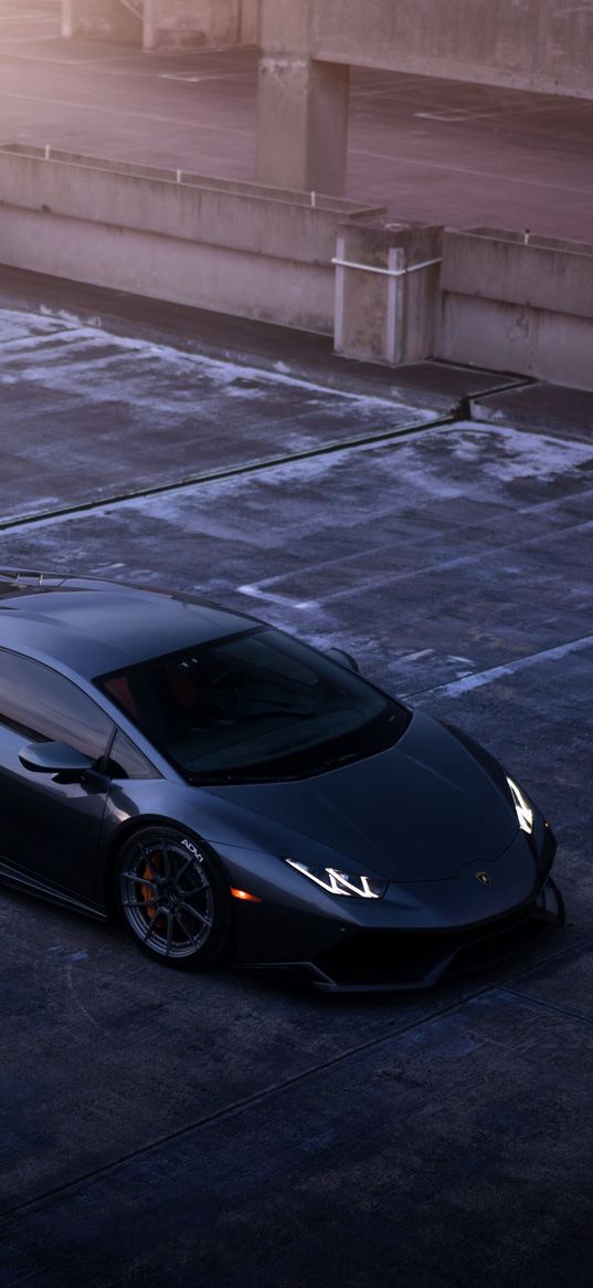 lamborghini huracan, lamborghini, sports car, car, black, parking